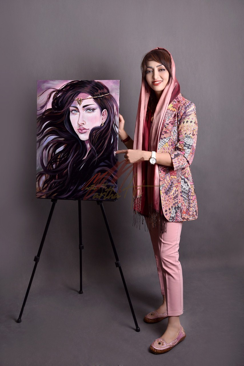 A girl in the wind painting