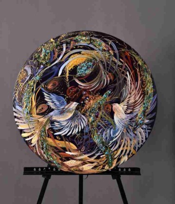 Miniature painting of two birds