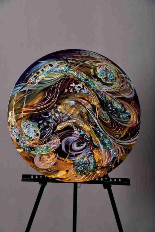 تابلوي مينياتور مرغابي طلایی