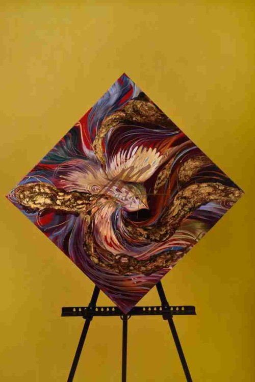 تابلوي مينياتور پرنده افسانه ای