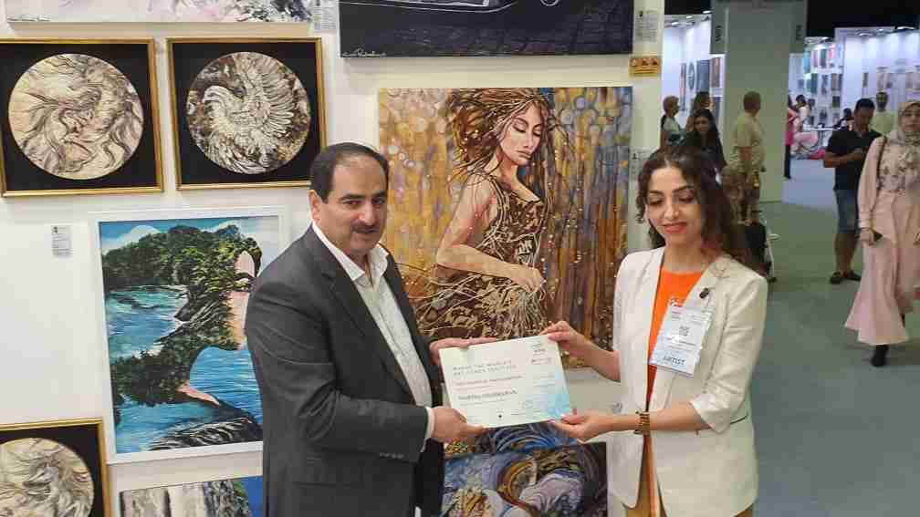 Martha Ghahreman's Presence at Dubai International Art Exhibition 2023 with Erinna Painting